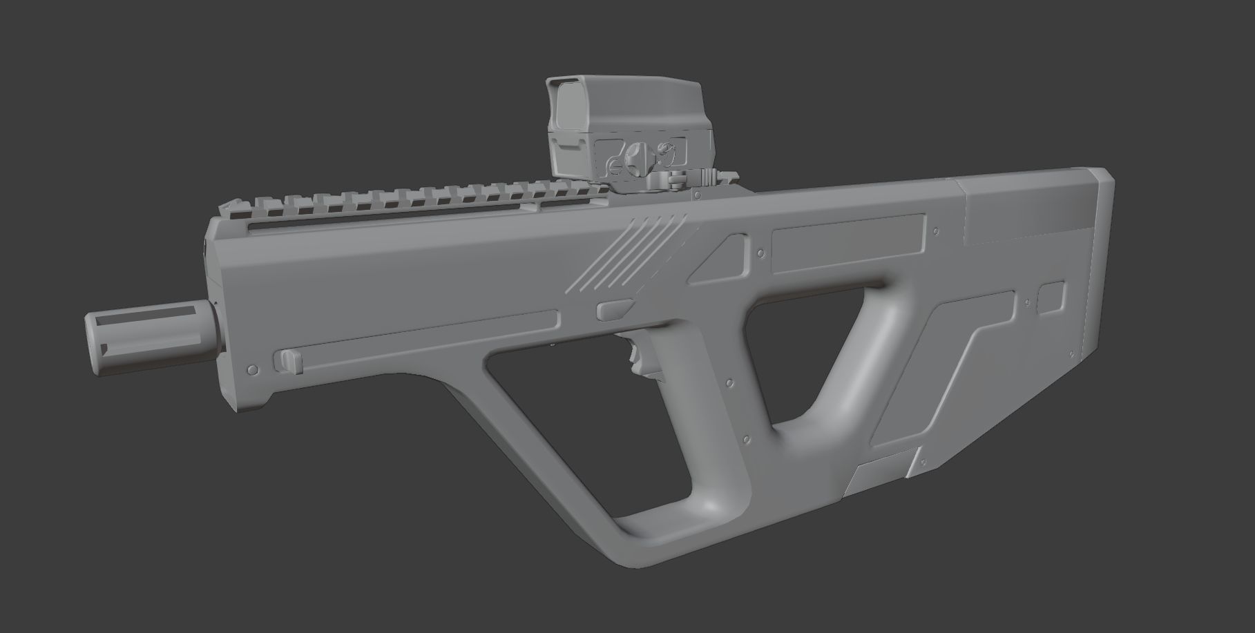 Modern Minimalistic SMG Low-poly 3D model_6
