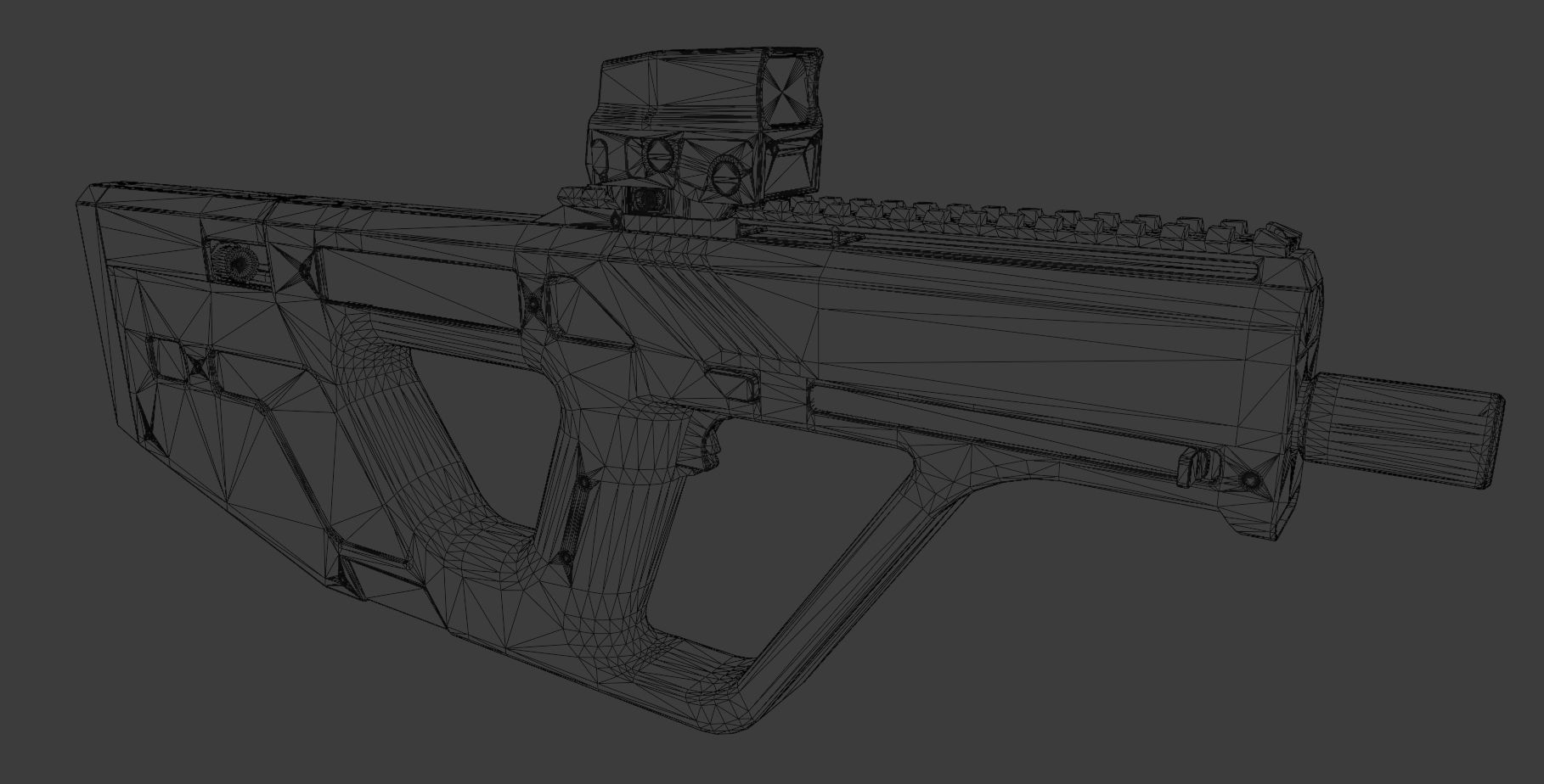 Modern Minimalistic SMG Low-poly 3D model_10