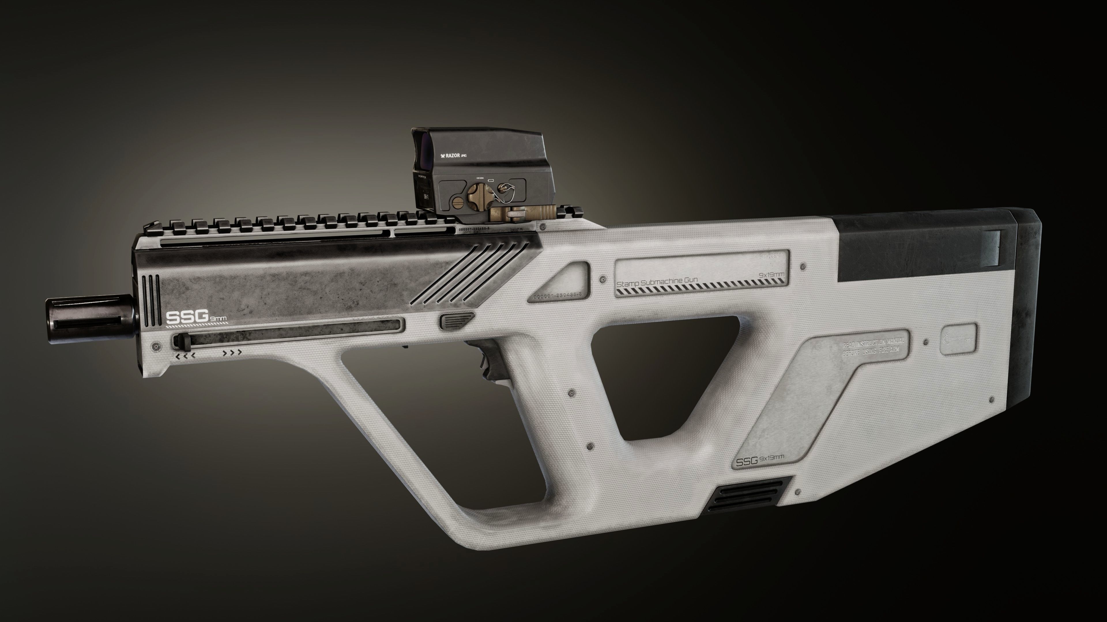 Modern Minimalistic SMG Low-poly 3D model_4