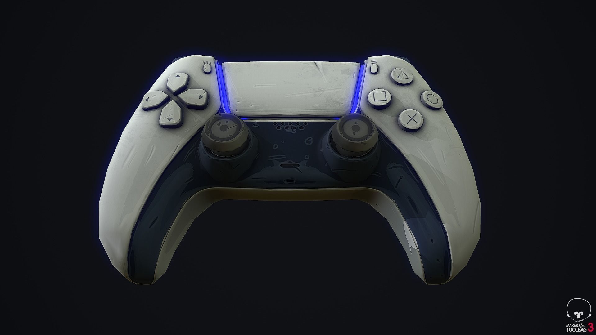 Stylized Dualsense controller  Low-poly 3D model_9