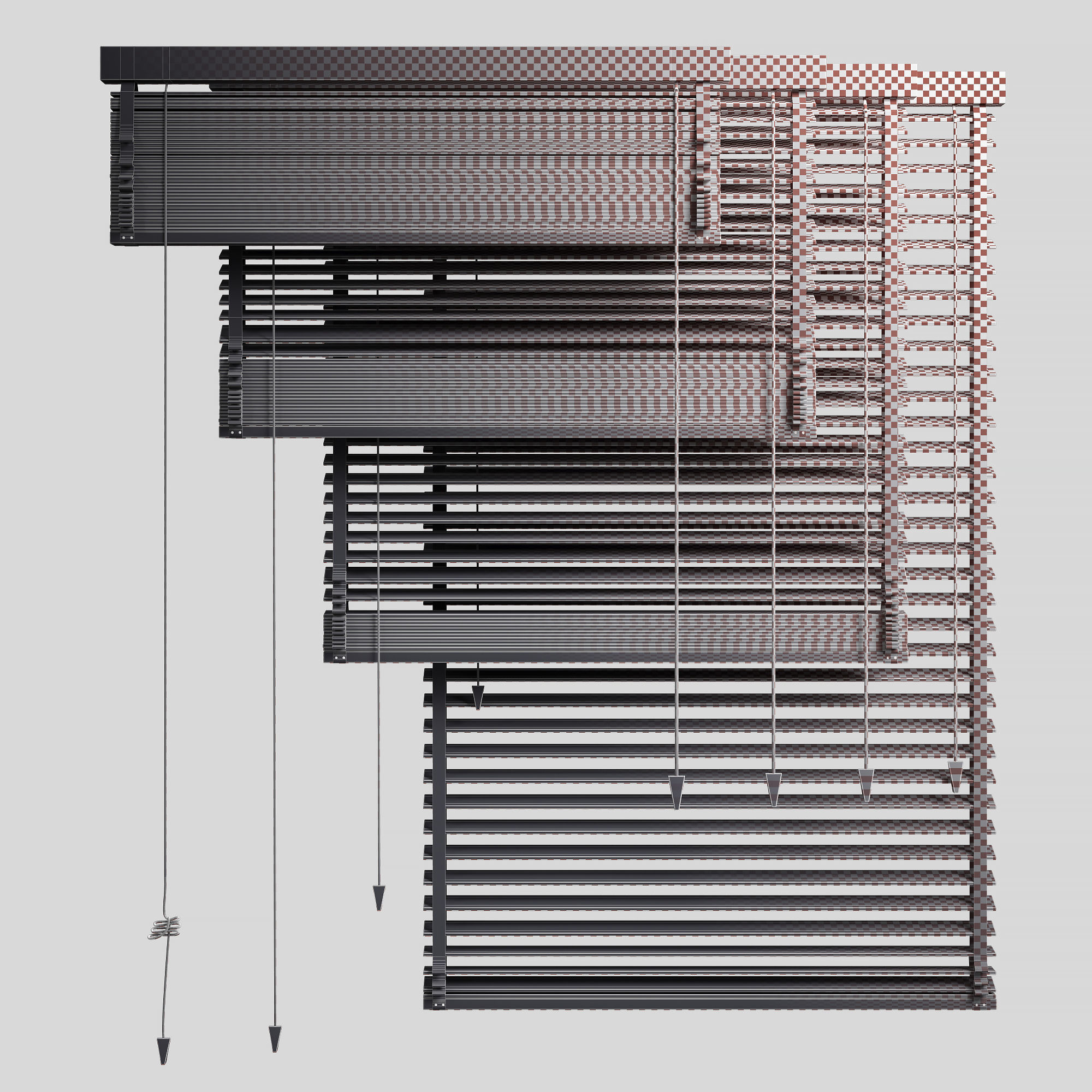 Venetian Wooden Blinds 2 Low-poly 3D model_5