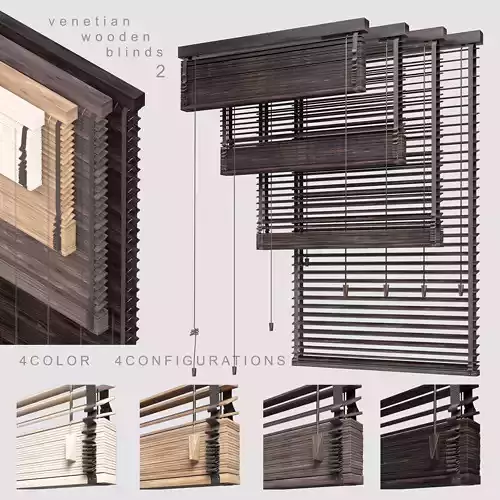 Venetian Wooden Blinds 2 Low-poly 3D model