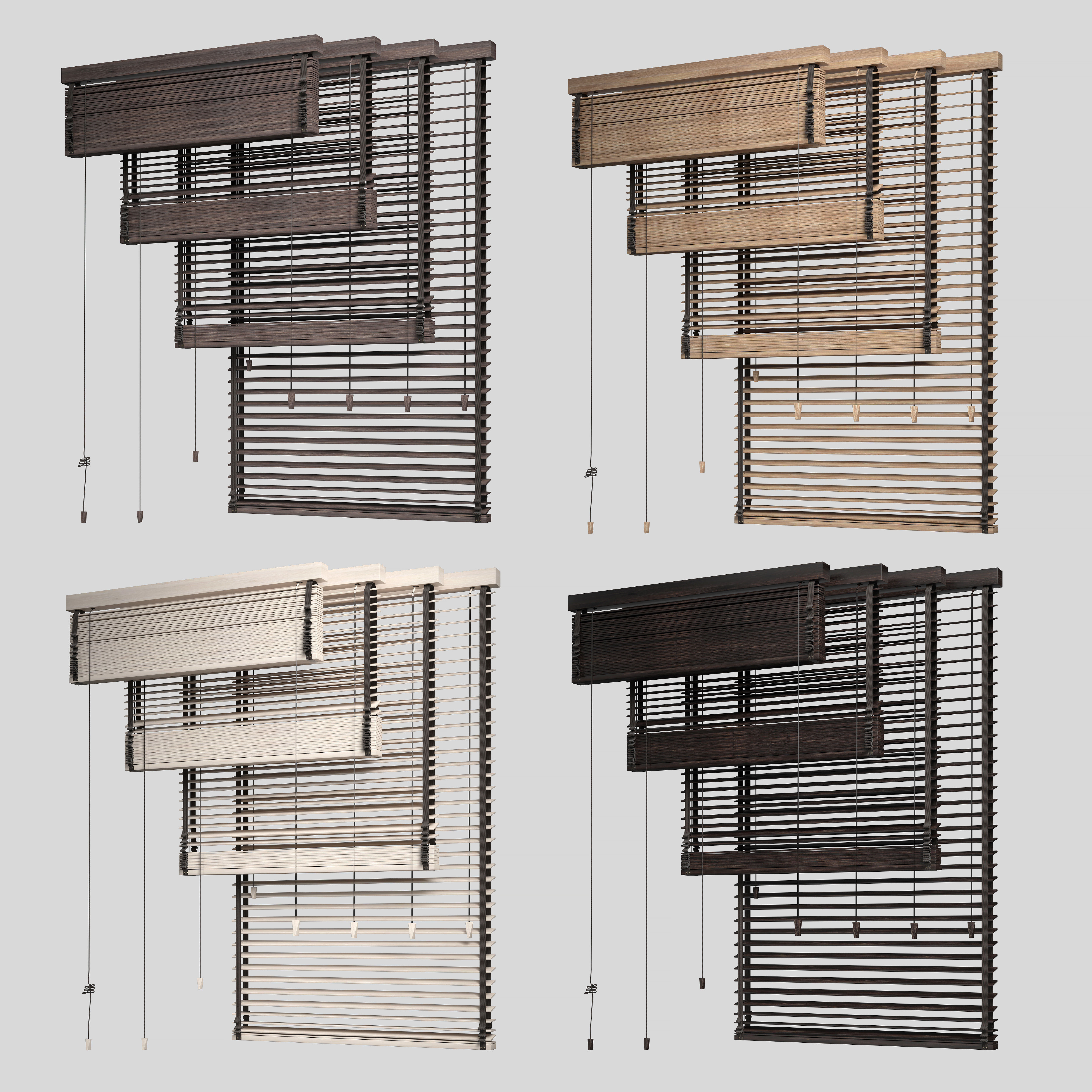 Venetian Wooden Blinds 2 Low-poly 3D model_2