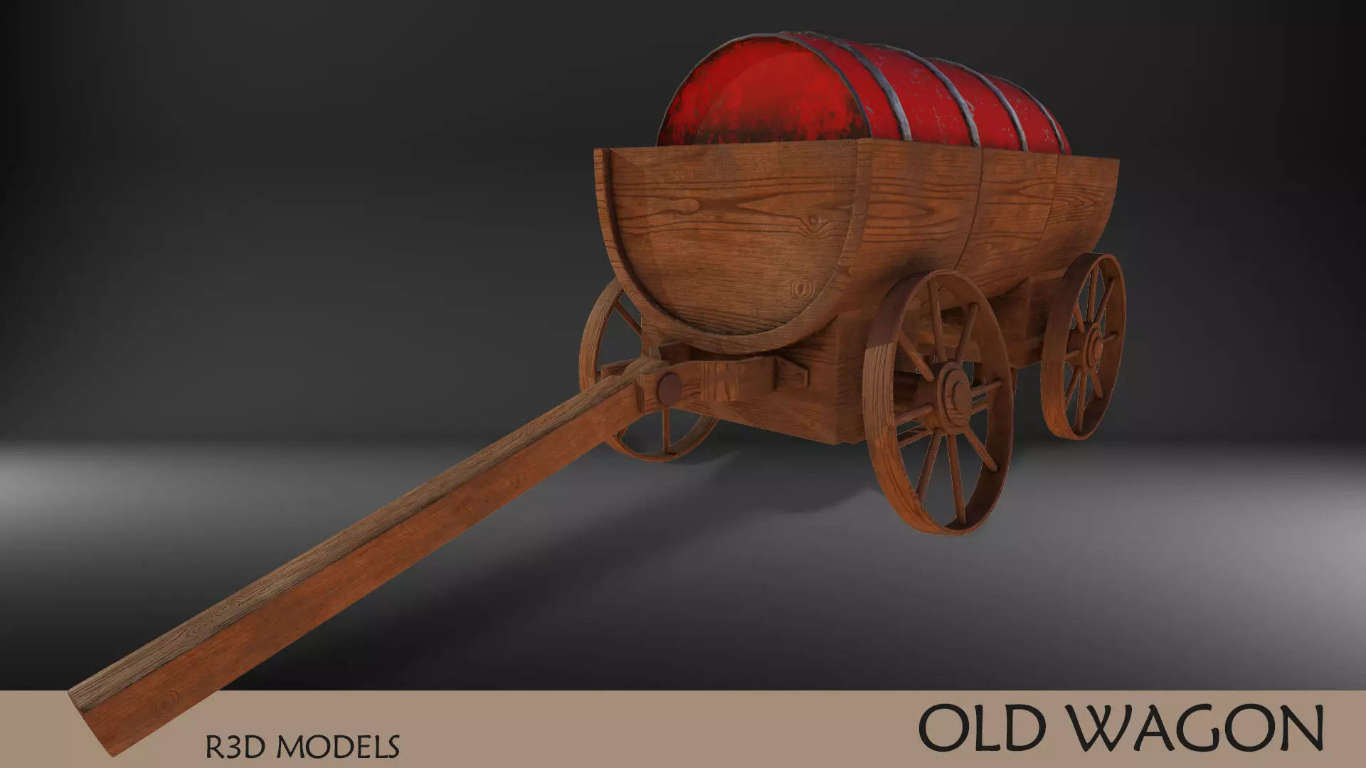 Old Wagon With Barrel Load 3D model