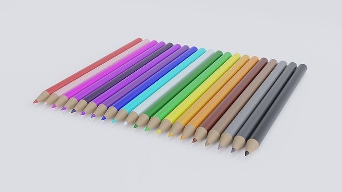 Pencil Crayon Set Low-poly 3D model