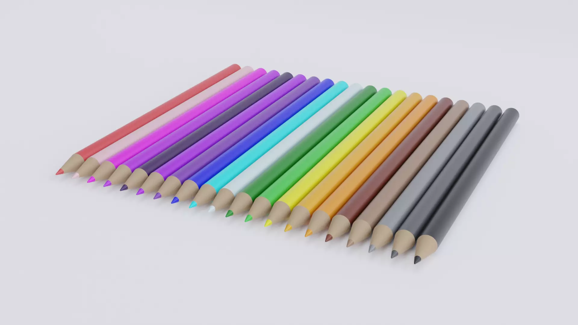 Pencil Crayon Set Low-poly 3D model_0