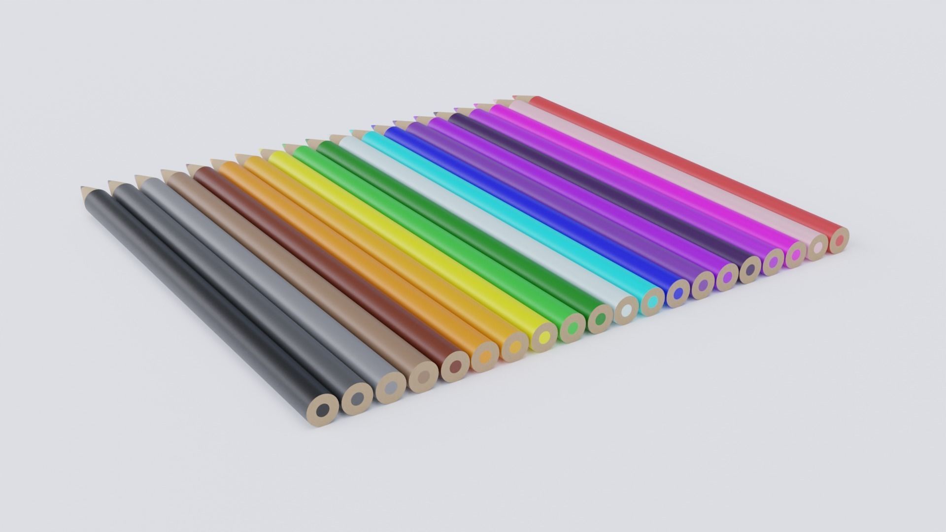 Pencil Crayon Set Low-poly 3D model_3