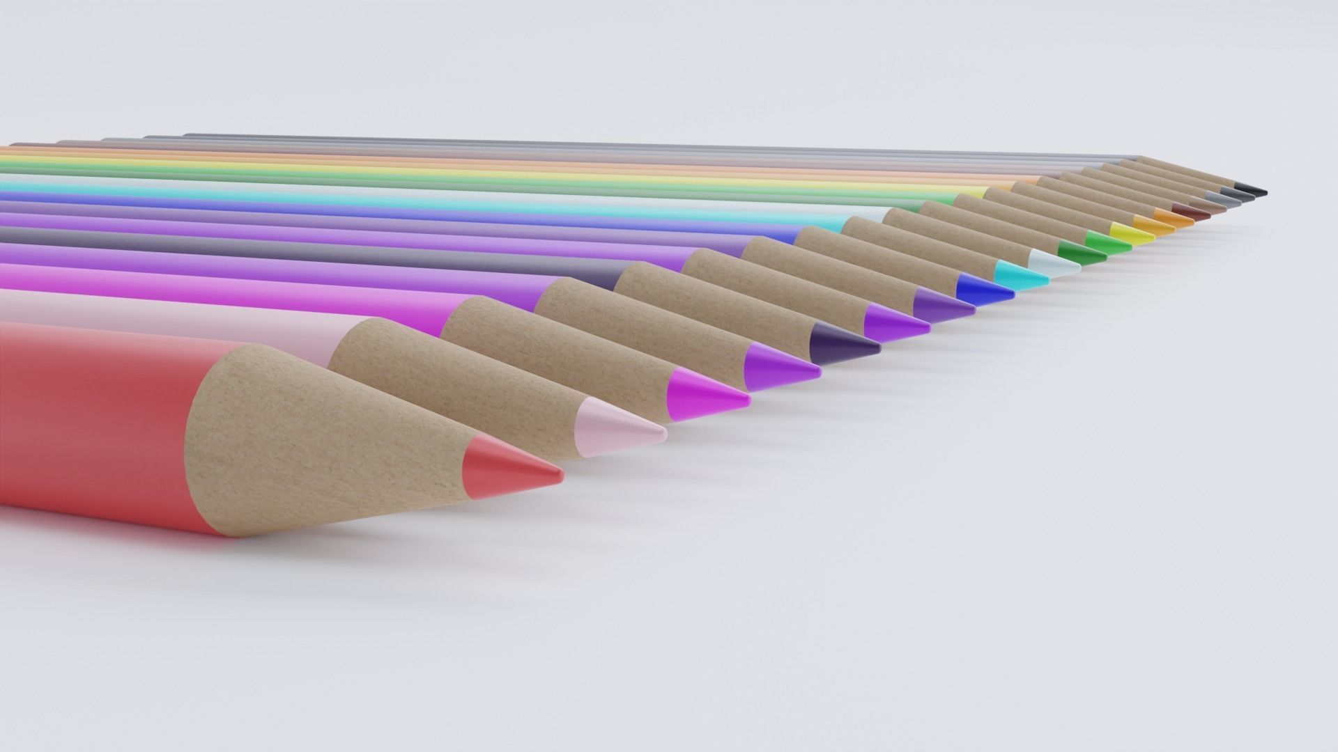 Pencil Crayon Set Low-poly 3D model_4