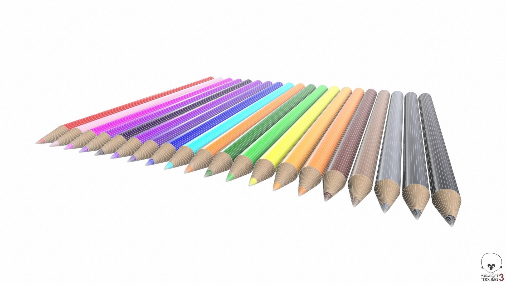 Pencil Crayon Set Low-poly 3D model_26