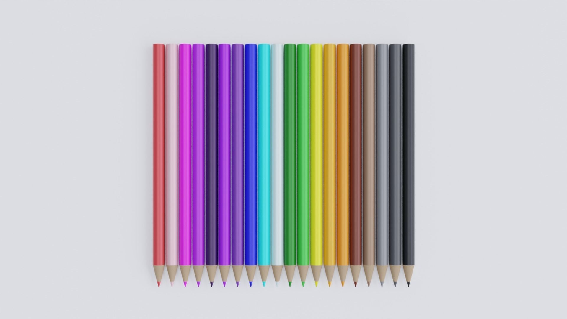 Pencil Crayon Set Low-poly 3D model_5