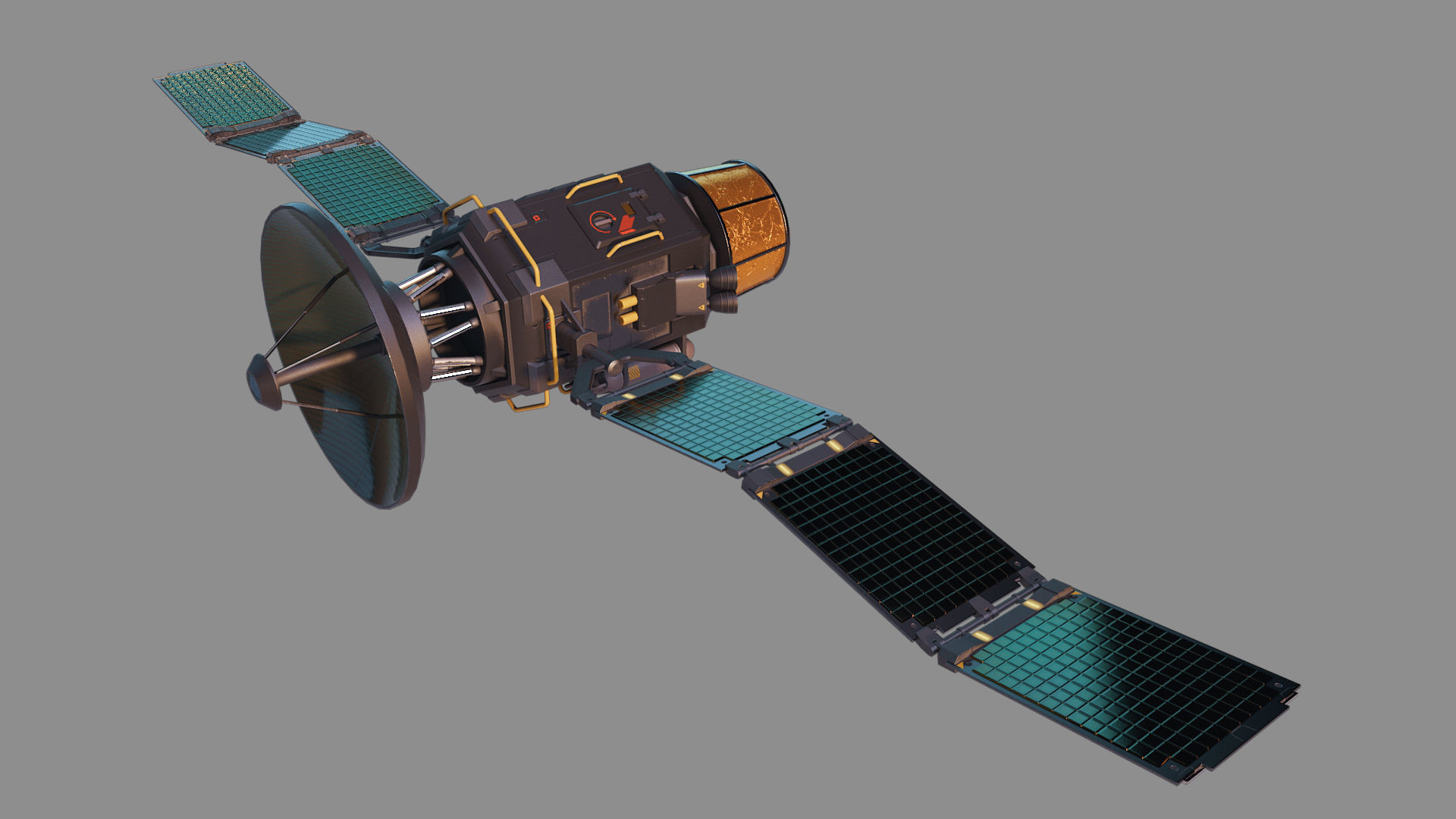 satellite spacecraft Low-poly 3D model_2