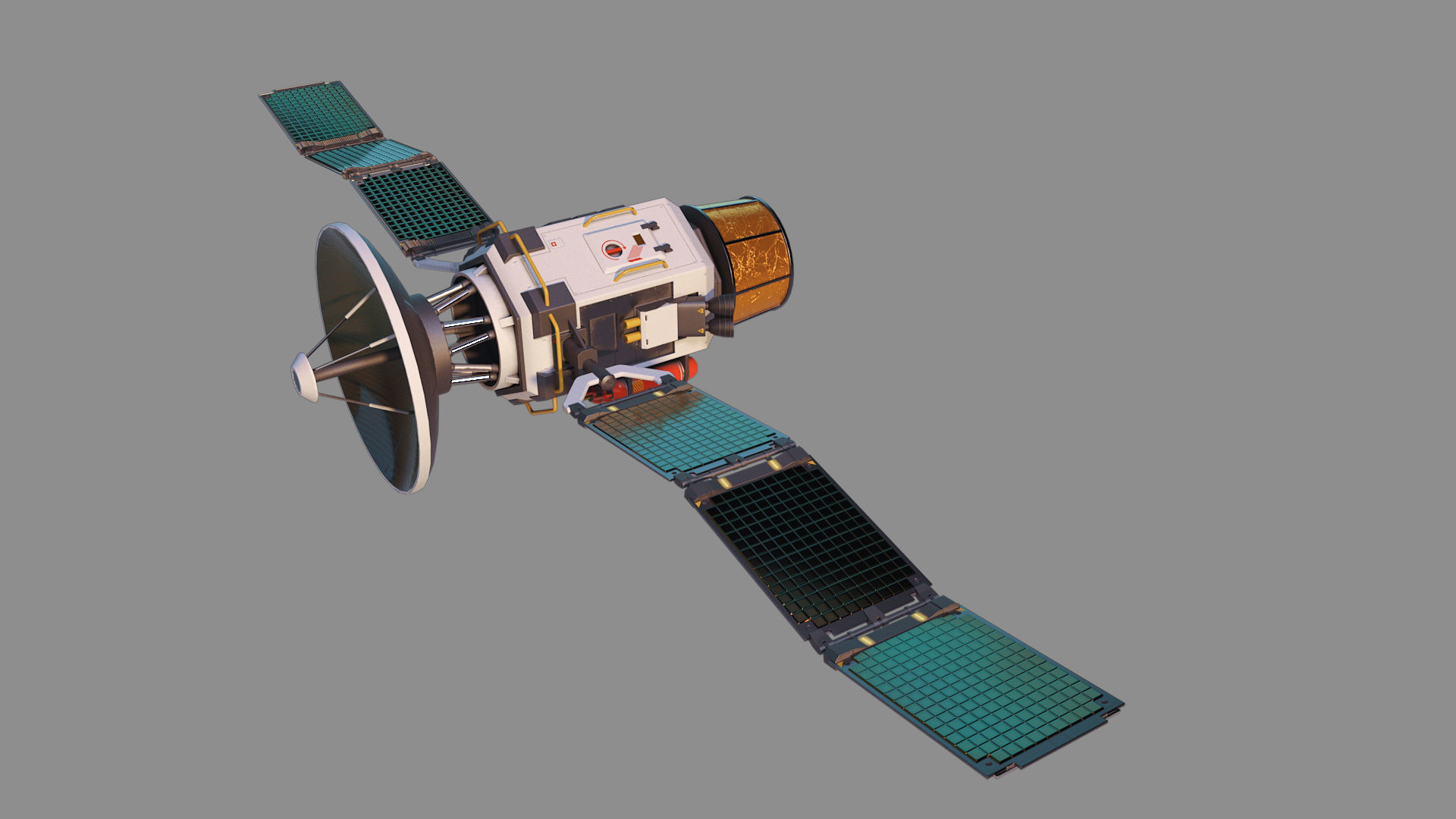 satellite spacecraft Low-poly 3D model_1