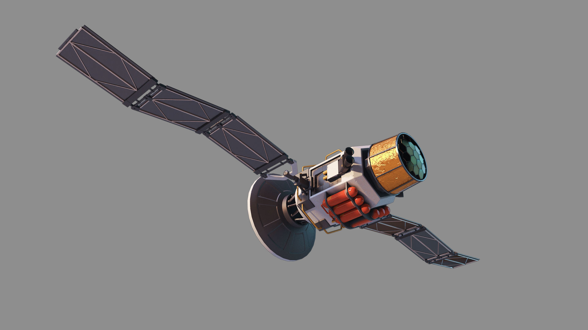 satellite spacecraft Low-poly 3D model_3