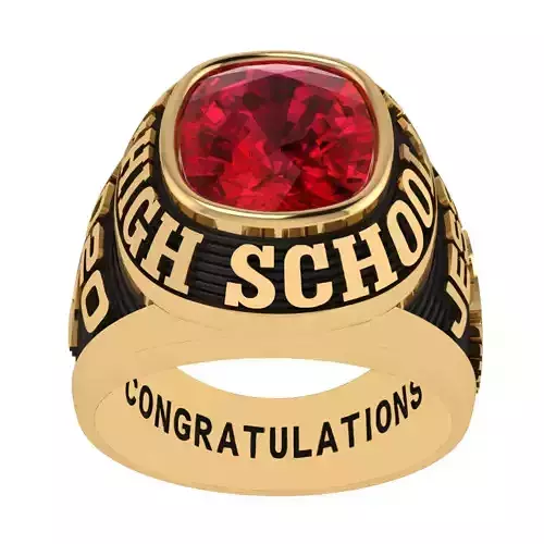 Personalized Class Ring 2  -Cushion Gem 3D print model