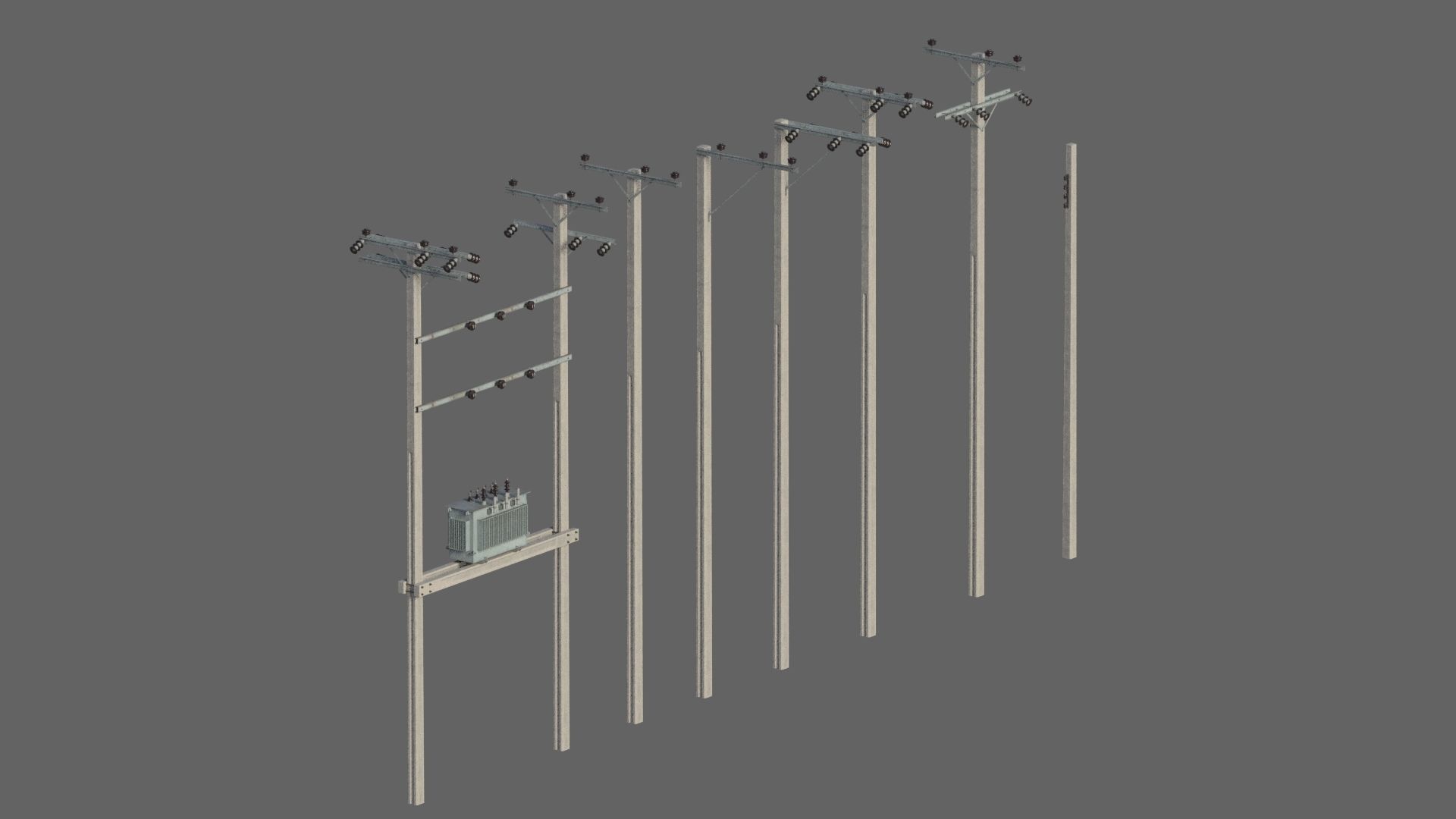 Electric pole 3D model_2