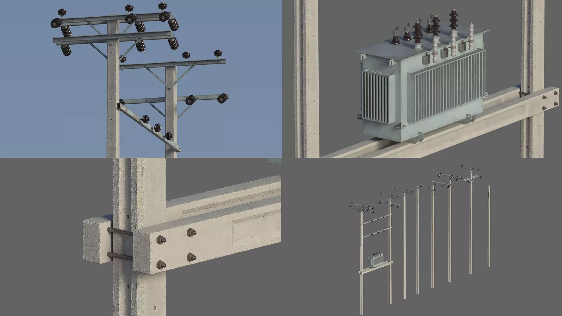 Electric pole 3D model_0