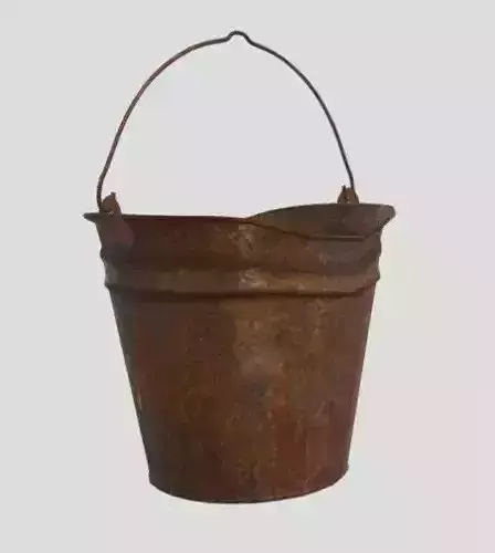 Rusty metal lowpoly bucket