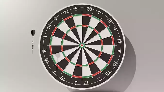 Throwing Dart and Bullseye Low-poly 3D model