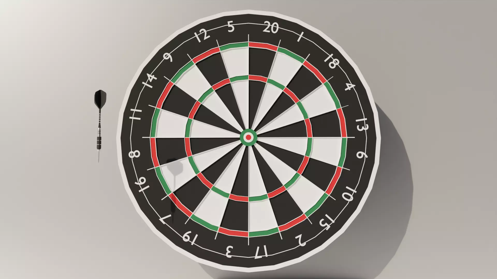 Throwing Dart and Bullseye Low-poly 3D model_0