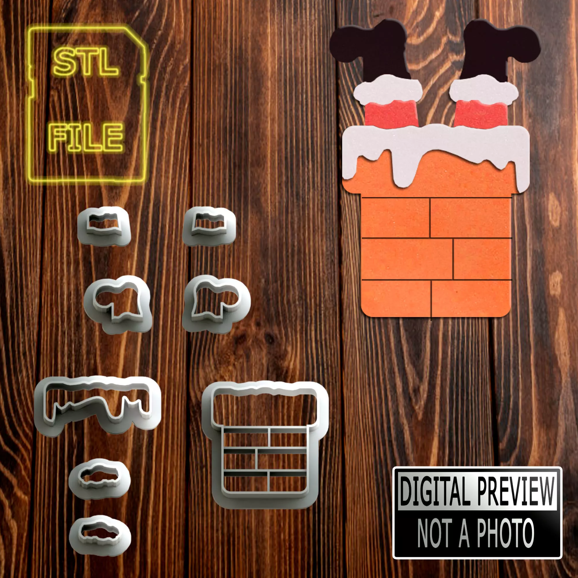 CHRISTMAS CUTTERS - CLAUS IN THE CHIMNEY 3D print model_0