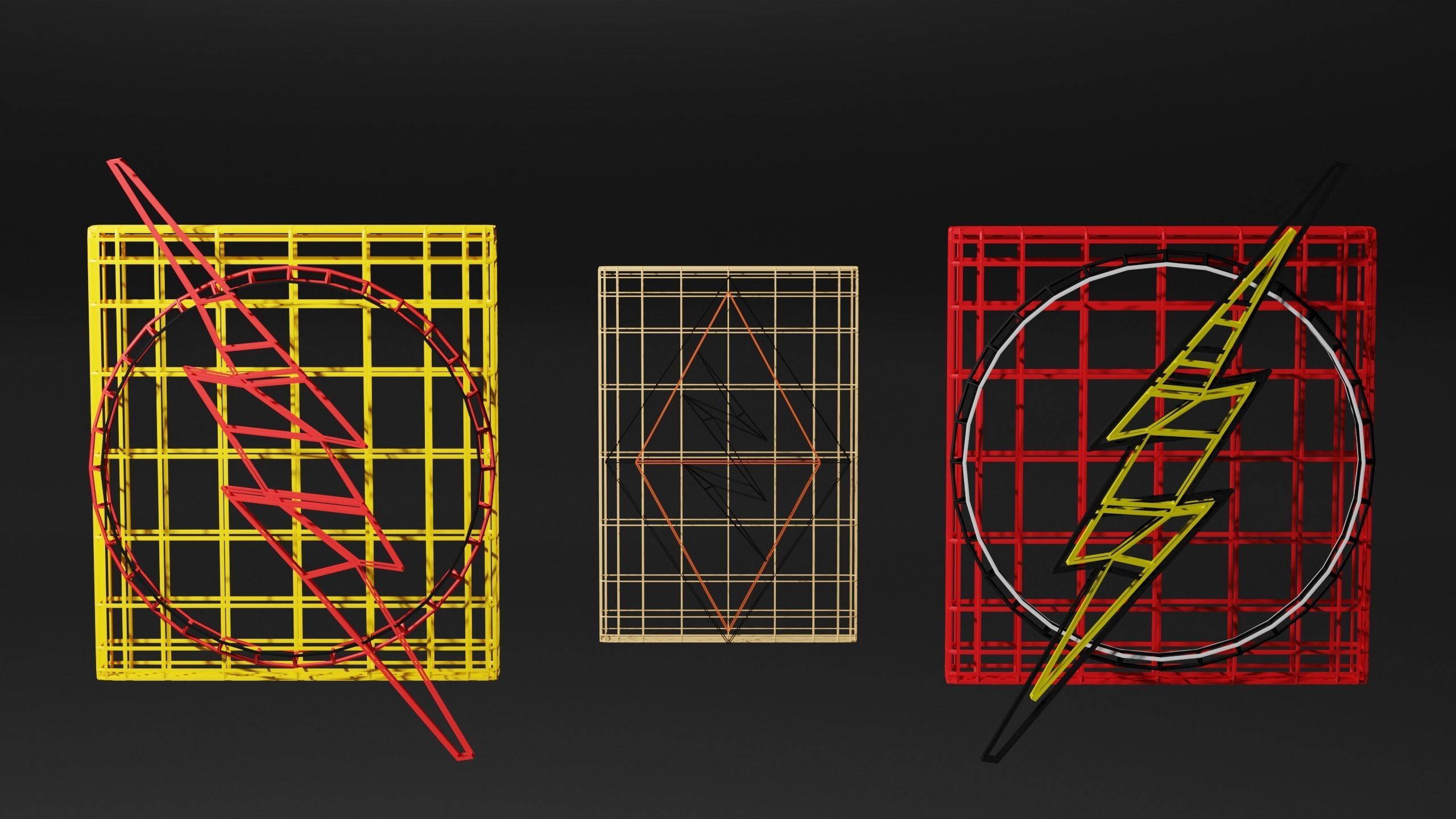 Flash Symbols Pack Low-poly 3D model_1