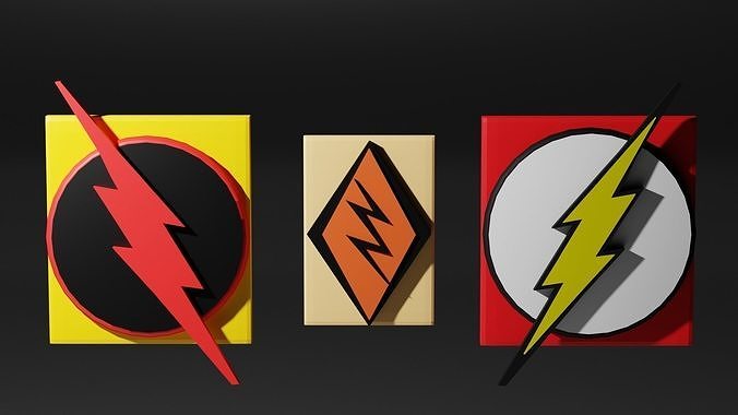 Flash Symbols Pack Low-poly 3D model