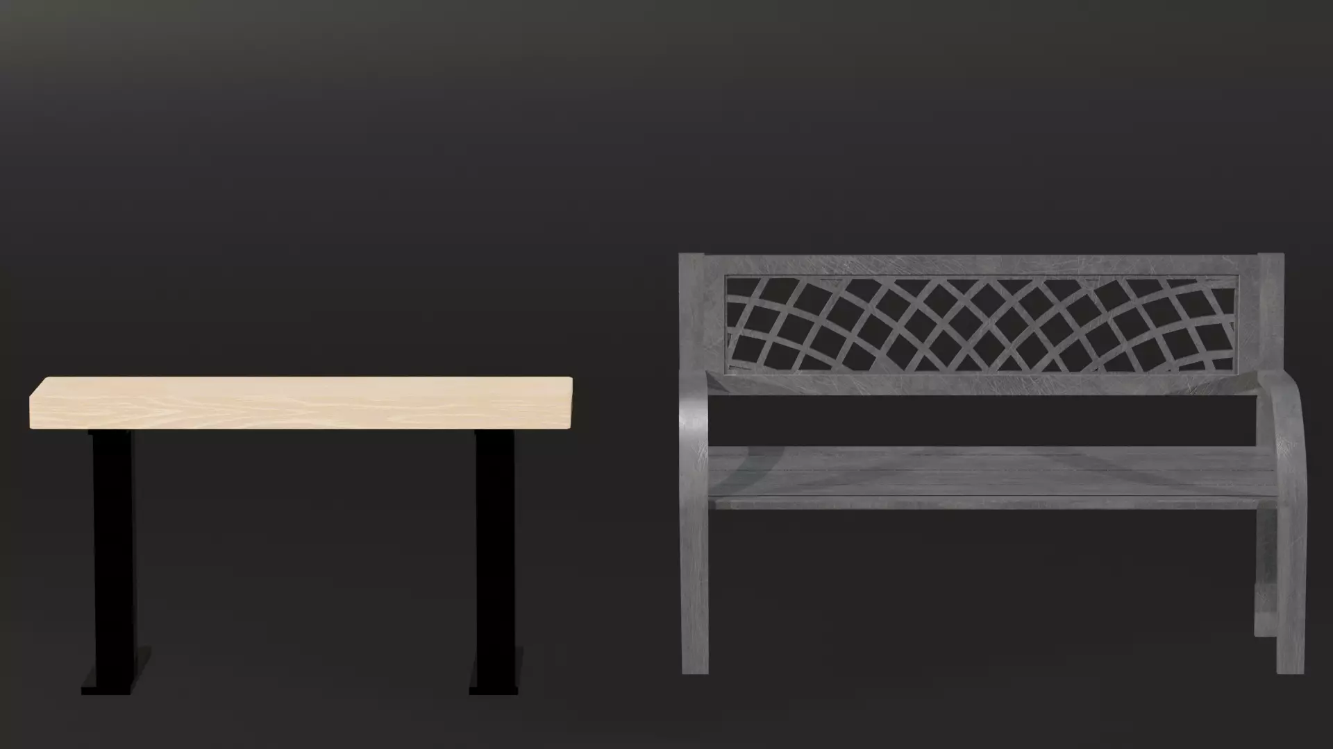 2 Park Benches 3D model