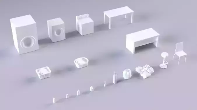 public laundry dryer washhouse washing-machine washer interior 3D model