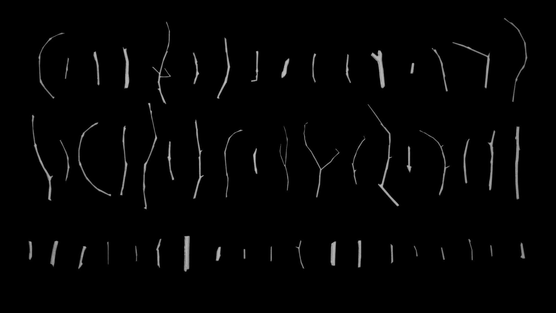 Oak And Tilia Twigs 4K Scanned Low-poly 3D model_10
