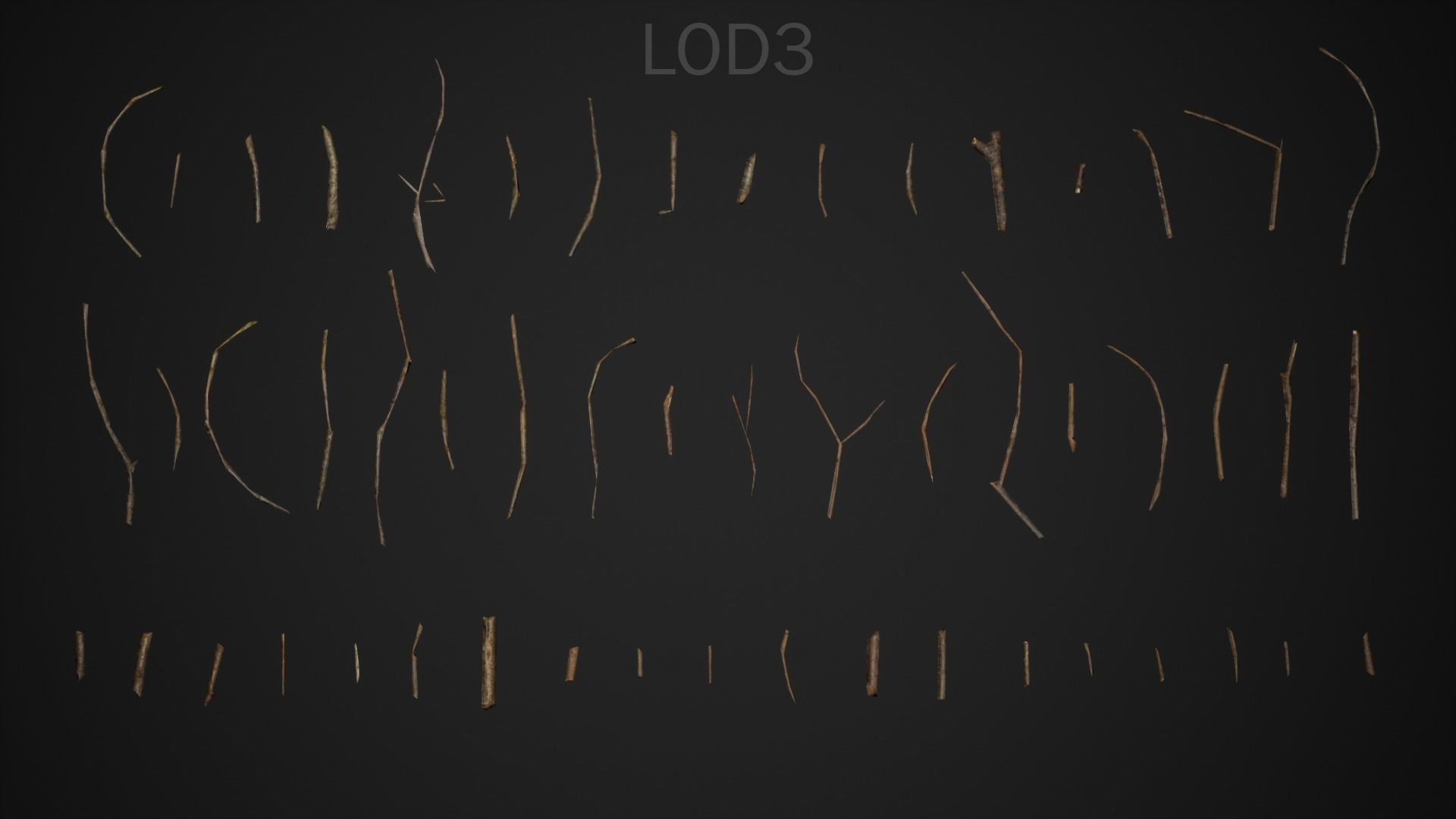 Oak And Tilia Twigs 4K Scanned Low-poly 3D model_4