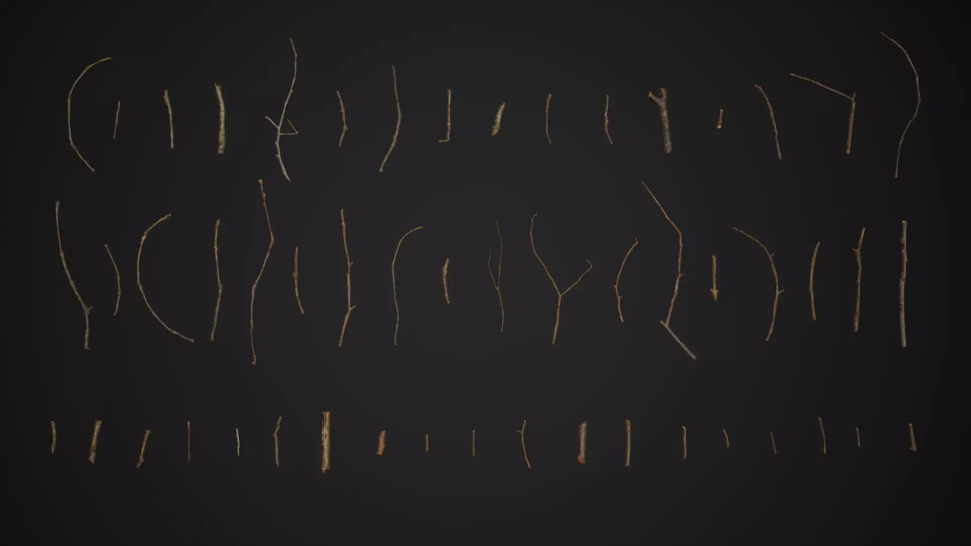 Oak And Tilia Twigs 4K Scanned Low-poly 3D model_0