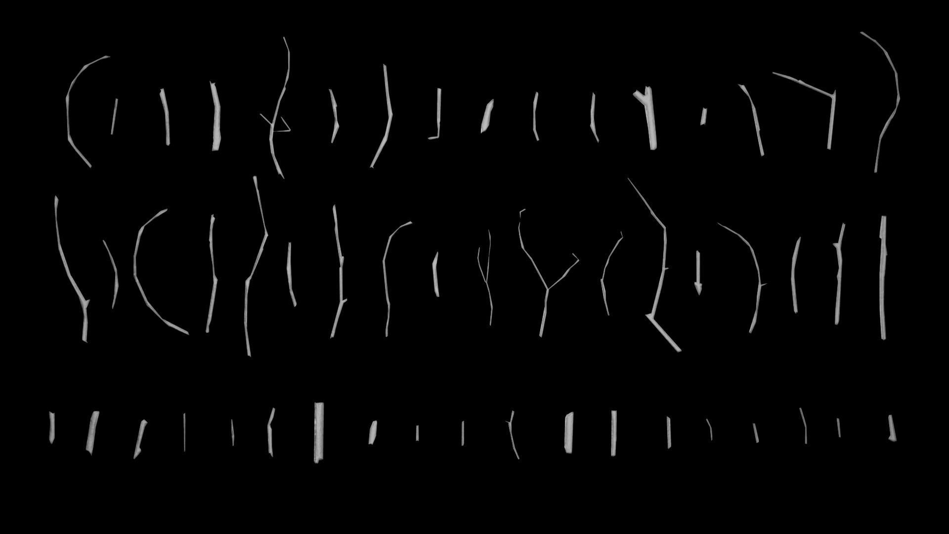 Oak And Tilia Twigs 4K Scanned Low-poly 3D model_11