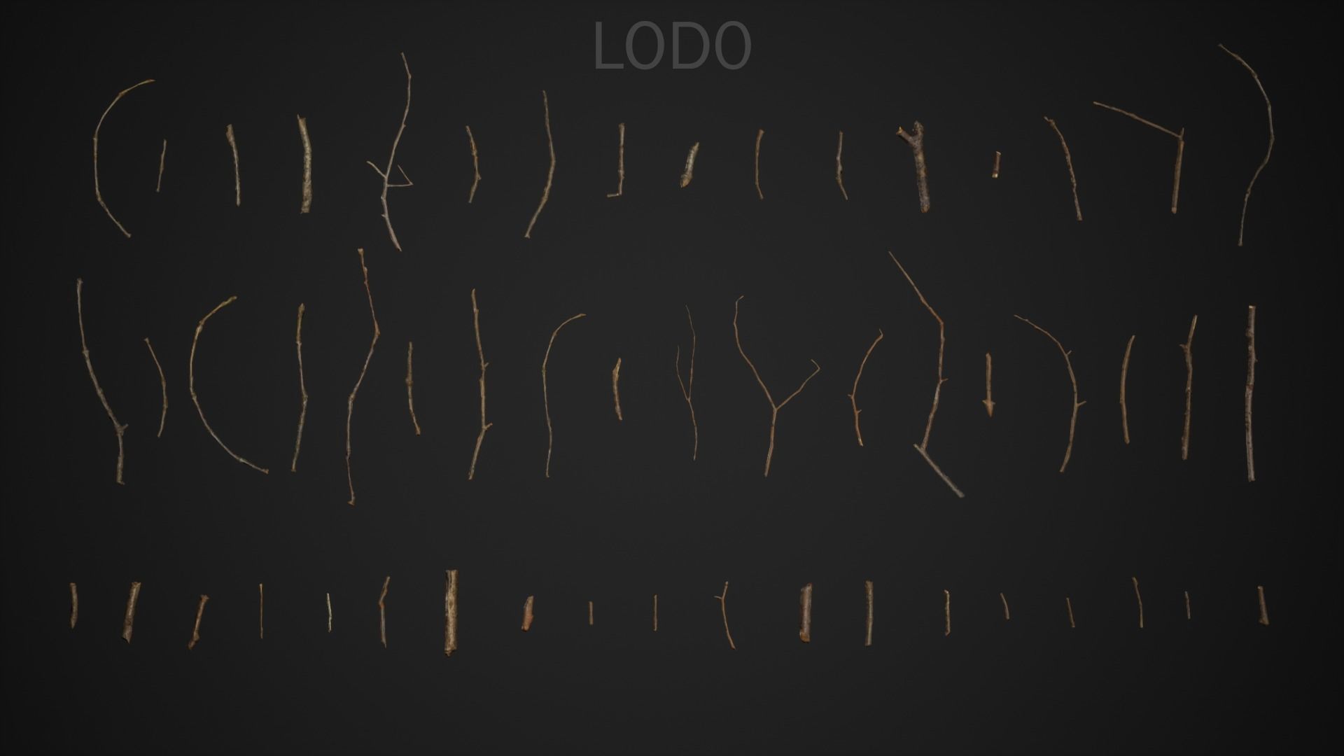 Oak And Tilia Twigs 4K Scanned Low-poly 3D model_1