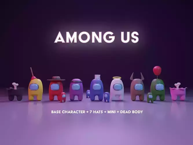 Among Us Character Pack - Basic Character - Hats and Mini Low-poly 3D model