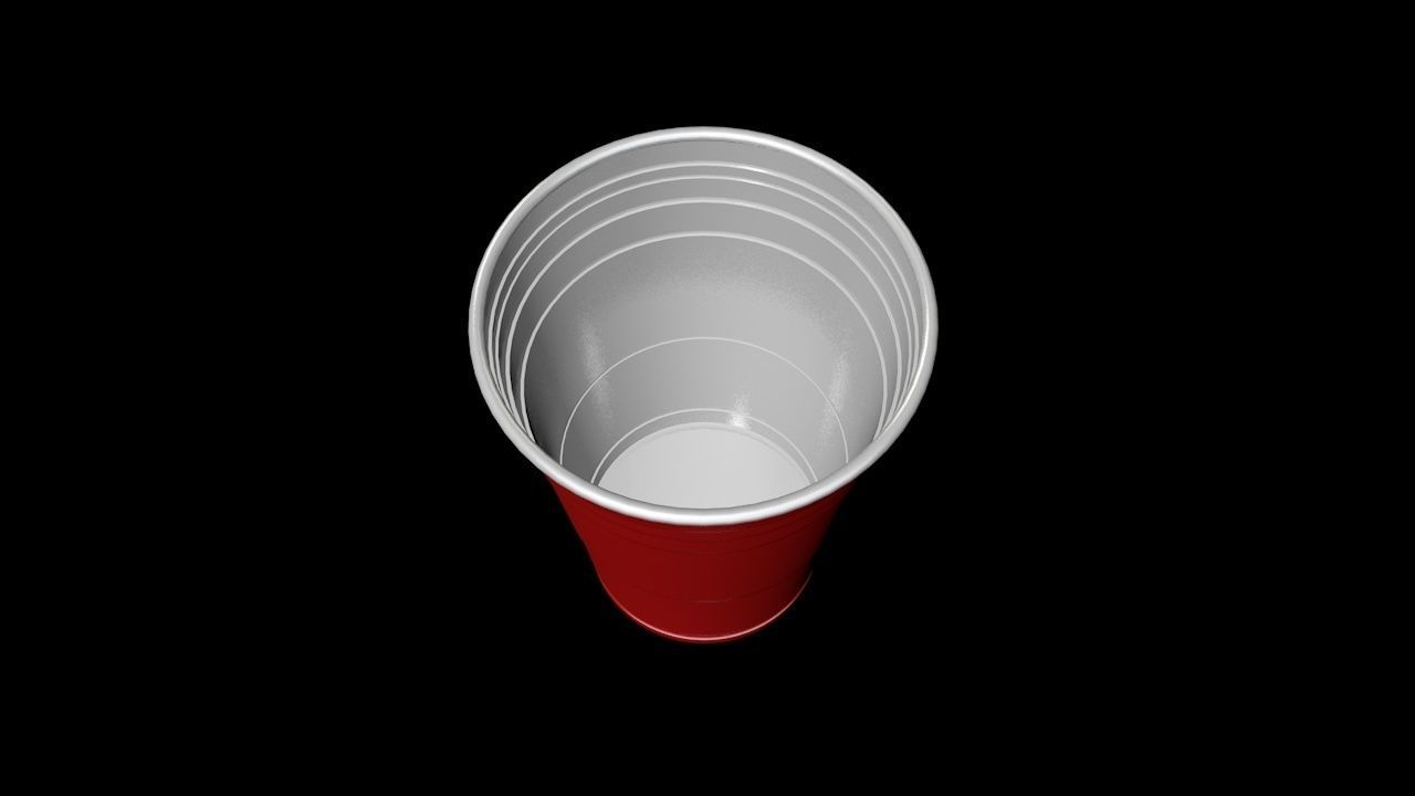 Red Plastic Party Cup 3D model_1