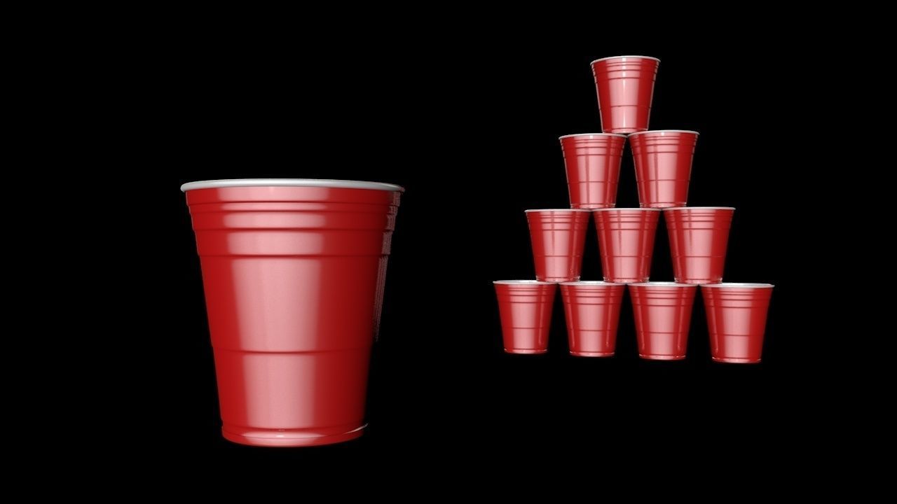 Red Plastic Party Cup 3D model_2