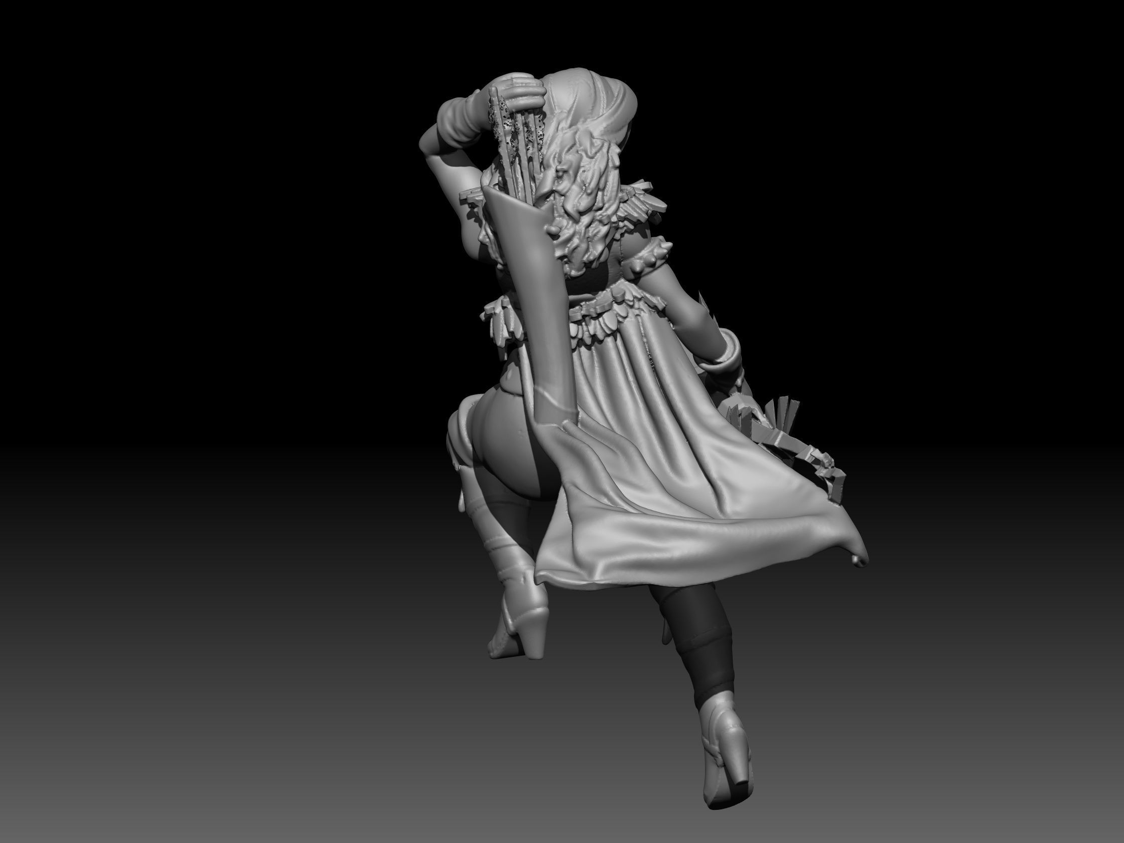 Archer statue of woman holding sword 3D print model_4