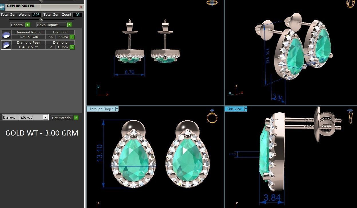 Women earrings 3dm render detail 3D print model_1