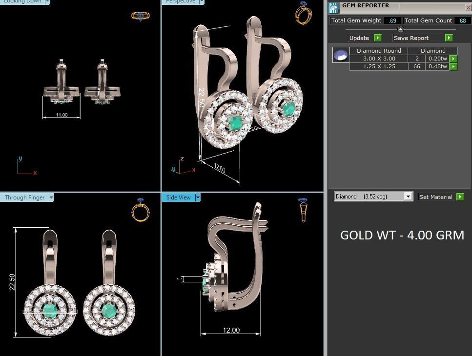 Women earrings 3dm render detail 3D print model_1