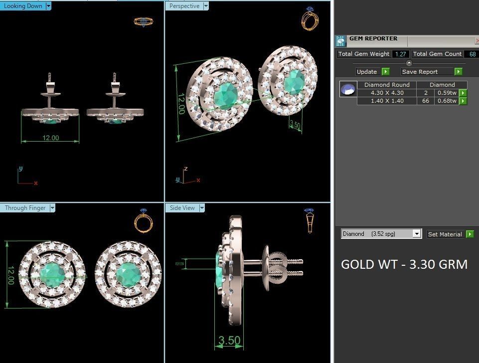 Women earrings 3dm render detail 3D print model_1
