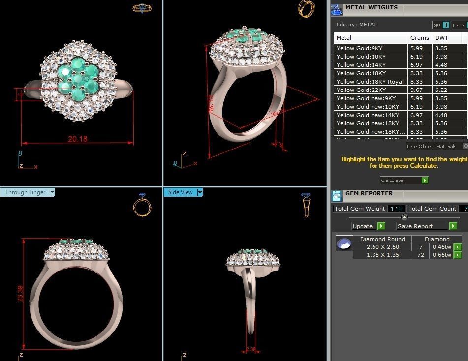 Women cocktail ring 3dm render detail 3D print model_1