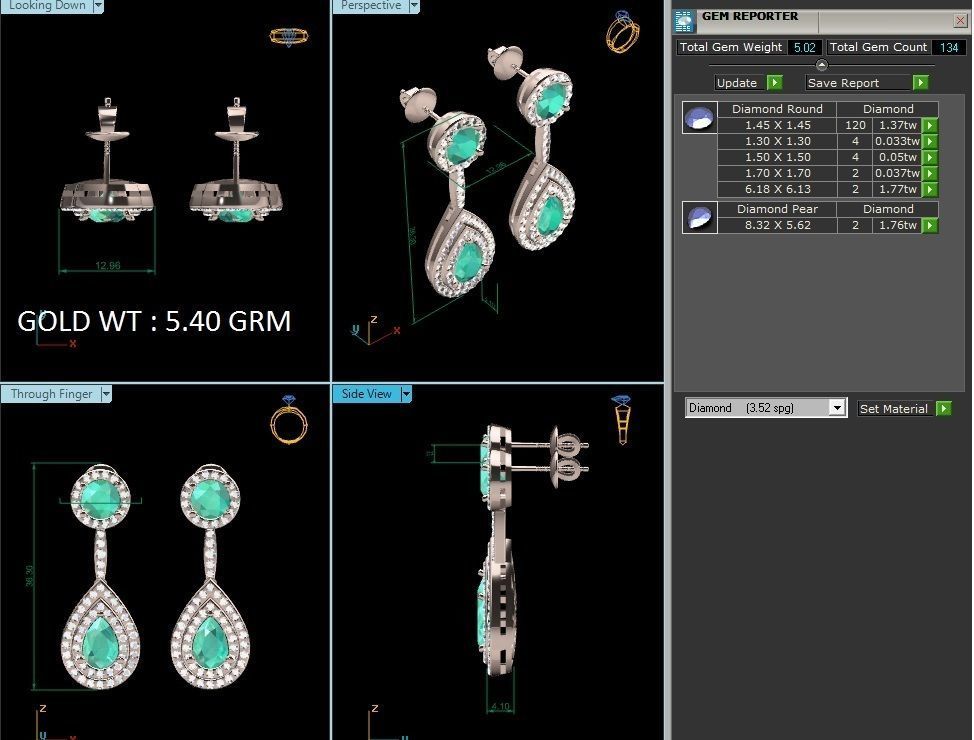 Women earrings 3dm render detail 3D print model_10
