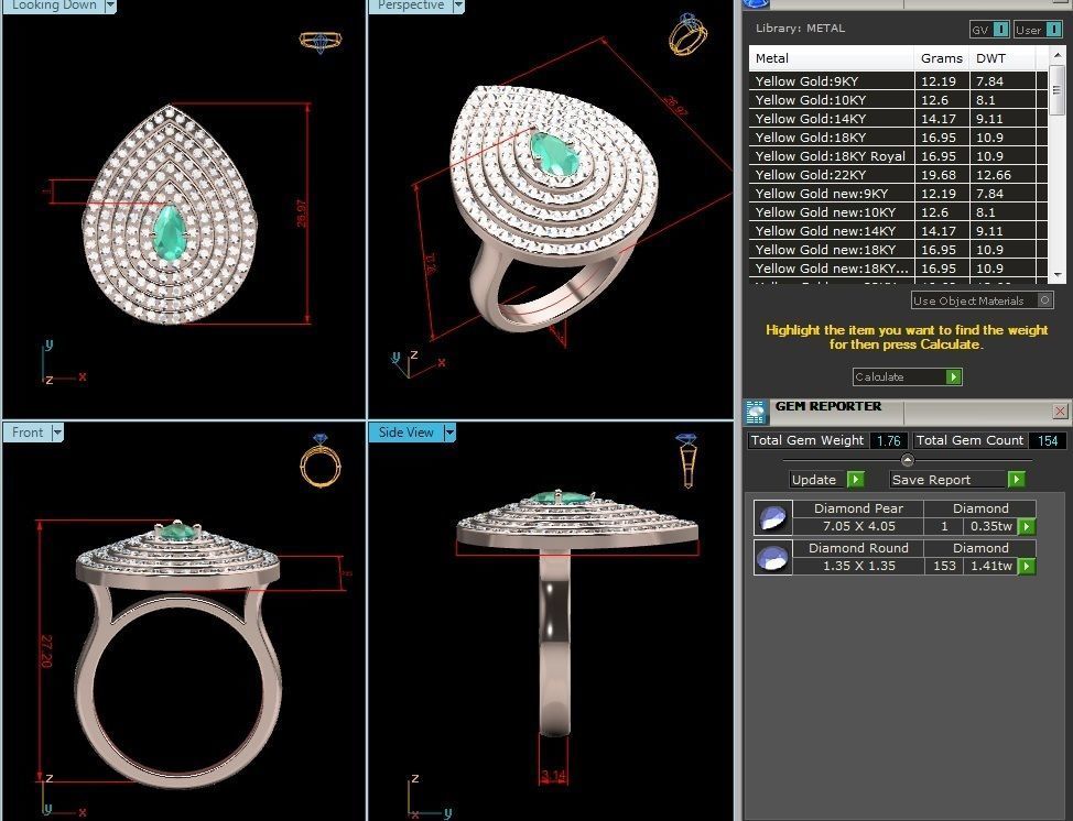 Women cocktail ring 3dm render detail 3D print model_9