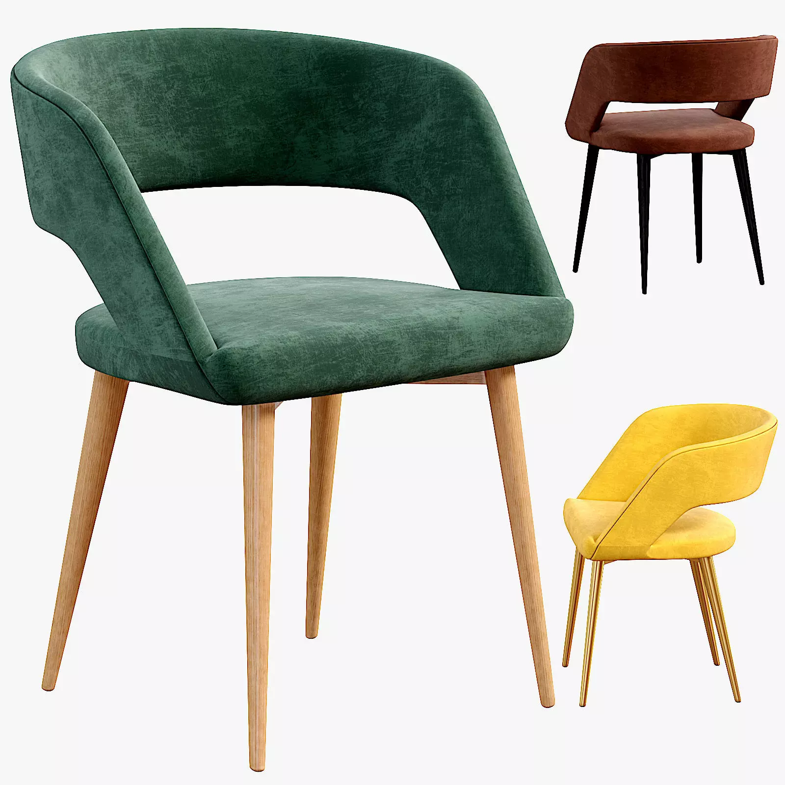 Chair WALTER Grey Low-poly 3D model