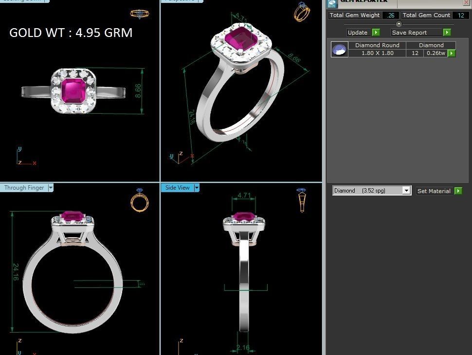 Women solitaire ring 3dm render detail 3D print model_1