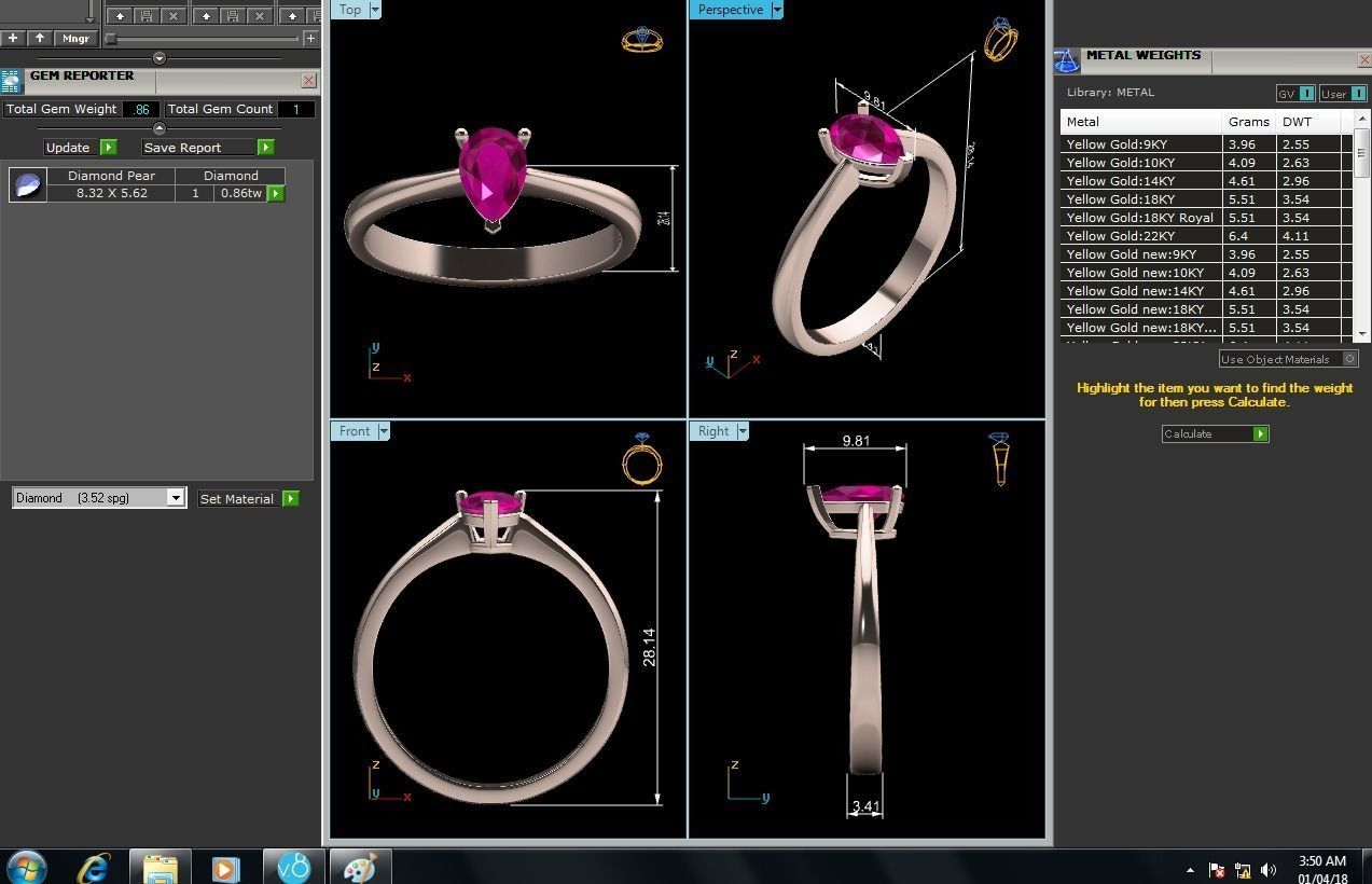 Women solitaire ring 3dm render detail 3D print model_9
