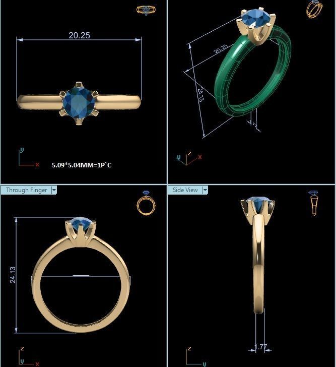 Women solitaire ring 3dm render detail 3D print model_9