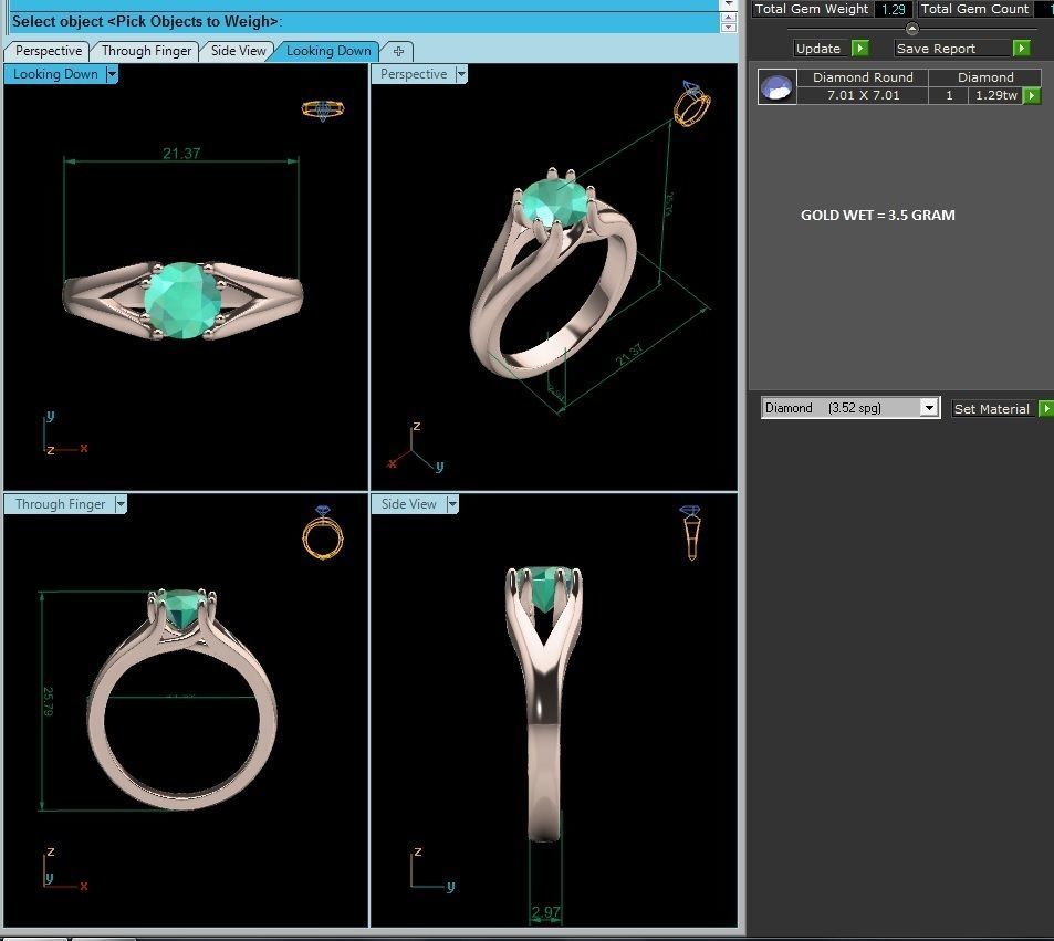 Women solitaire ring 3dm render detail 3D print model_9