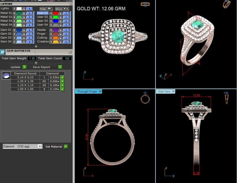 Women cocktail ring 3dm render detail 3D print model_1