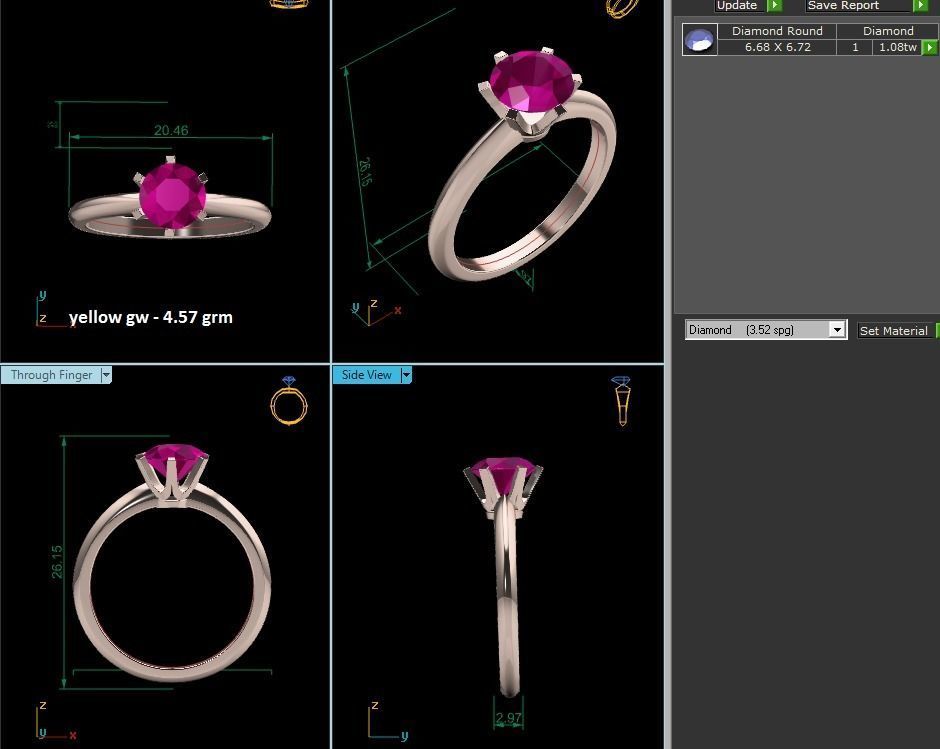 Women solitaire ring 3dm render detail 3D print model_3